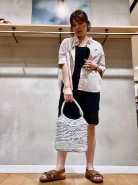 「URBAN RESEARCH DOORS（アーバンリサーチドアーズ）の『別注』AFLOAH×DOORS　KNIT TUNK TOP（タンクトップ、ブラック系）」を使った、asamiさん（レディース・164cm）の夏コーディネート