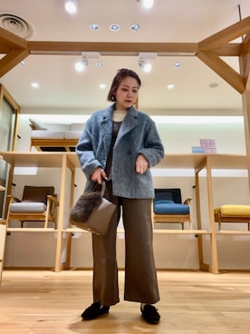 「アイテム（その他アウター、ブルー系）」を使った、asamiさん（レディース・164cm）の冬コーディネート