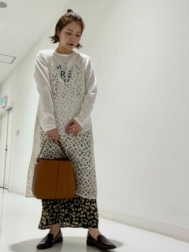 「RODE SKO（ロデスコ）のワンハンドル3WAYバッグ（ハンドバッグ）」を使った、asamiさん（レディース・164cm）の夏コーディネート