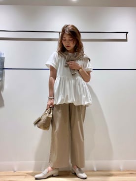 「アイテム（かごバッグ）」を使った、asamiさん（レディース・164cm）の夏コーディネート