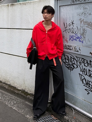 「SINSS(シンス)のHeavy weight double zip hoodie / ヘビーウェイトダブルジップフーディー(短丈)(パーカー)」を使った、ひびさん(メンズ・168cm)の秋コーディネート