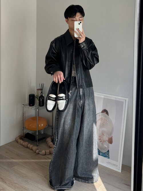 JOHN LAWRENCE SULLIVAN ジーンズ WASHED DENIM SUPER WIDE PANTS