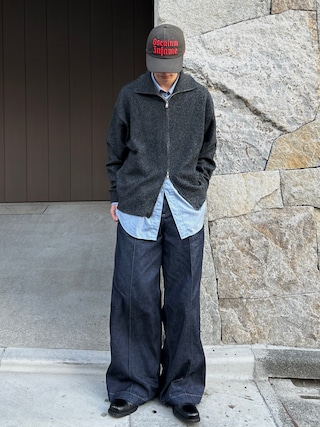 「SINSS(シンス)のLoose silhouette zip knit / ルーズシルエットジップニット(ニット/セーター)」を使った、ひびさん(メンズ・168cm)の冬コーディネート