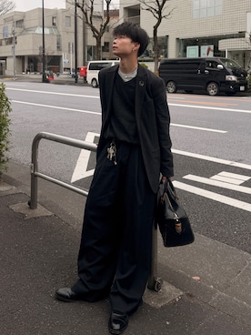 「Paul Smith（ポールスミス）のウィメンズチョークストライプ ジャケット / 235054 254J（テーラードジャケット、ブルー系）」を使った、ひびさん（メンズ・168cm）の春コーディネート