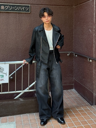 「SINSS（シンス）のVintage wash overdyed straight denim / ヴィンテージウォッシュオーバーダイストレートデニム（デニムパンツ）」を使った、ひびさん（メンズ・168cm）の秋コーディネート