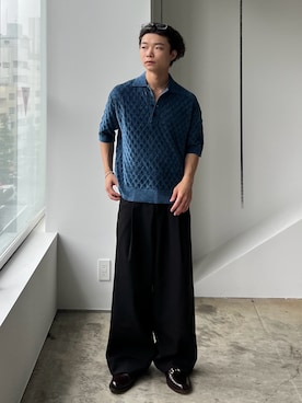 「アイテム（スラックス）」を使った、ひびさん（メンズ・168cm）の夏コーディネート