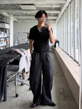 「SINSS（シンス）のアイテム（トップス）」を使った、ひびさん（メンズ・168cm）の夏コーディネート