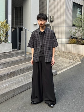 「SINSS（シンス）のSlim fit tank top / スリムフィットタンクトップ（タンクトップ、ブラック系）」を使った、ひびさん（メンズ・168cm）の春コーディネート