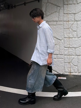 「NVRFRGT（ネヴァーフォーゲット）のアイテム（デニムパンツ）」を使った、ひびさん（メンズ・168cm）の夏コーディネート