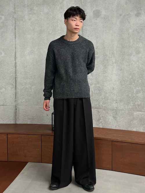 sinss 24AW ワイドストレートスラックス（セットアップ可能）S ブラック Wide straight slacks / ワイドストレートスラックス