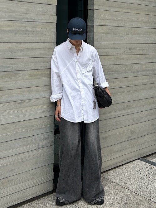 パンツ JOHN LAWRENCE SULLIVAN super wide pants JOHNLAWRENCESULLIVAN - Washed denim super wide pants （BLACK