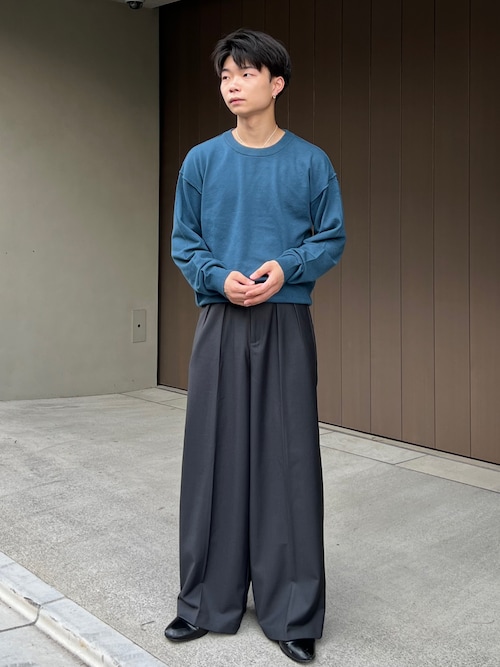 Center press two tuck wide straight slacks / センタープレス
