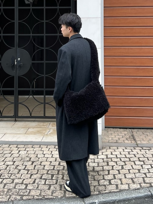 sinss クラシック ウール ブレンド ツイード コート チャコール S Classic Wool Blend Tweed Coat / クラシックウールブレンドツイード