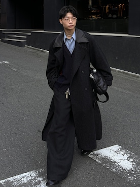 「アイテム（スラックス）」を使った、ひびさん（メンズ・168cm・20代）の冬コーディネート