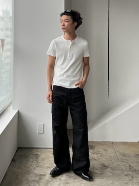 「SINSS（シンス）のアイテム（Tシャツ/カットソー）」を使った、ひびさん（メンズ・168cm）の夏コーディネート