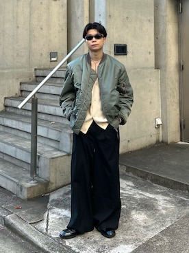 「SINSS（シンス）のアイテム（スラックス）」を使った、ひびさん（メンズ・168cm）の冬コーディネート
