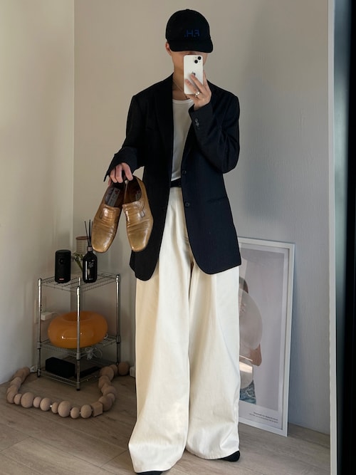 セール】ウールコットンダブルジャガード シングルブレステッド2B