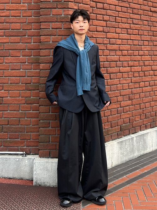 SINSS」 ニットカーディガン LARGE チャコール メンズ メンズ 