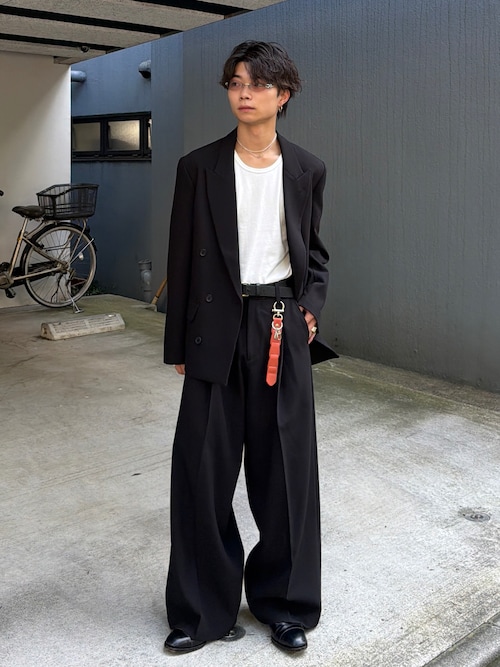 「SINSS(シンス)のDouble tailored jacket / ダブルテーラードジャケット(セットアップ可能)(テーラードジャケット)」を使った、ひびさん(メンズ・168cm)の秋コーディネート