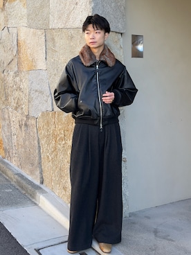 「アイテム（スラックス）」を使った、ひびさん（メンズ・168cm・20代）の冬コーディネート