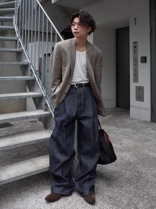 「SINSS(シンス)のSlim fit tank top / スリムフィットタンクトップ(タンクトップ)」を使った、ひびさん(メンズ・168cm)の夏コーディネート