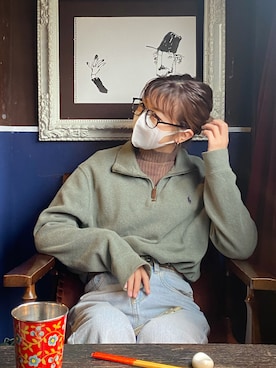 「アイテム（パンツ、パープル系）」を使った、Moeriさん（レディース・163cm）の冬コーディネート