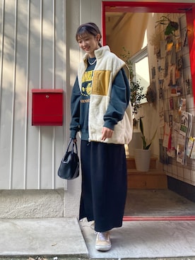 「VANS（バンズ）のVANS ヴァンズ OLD SKOOL DX オールドスクール DX CALM V36CL+ CALM  GINGER（スニーカー）」を使った、Moeriさん（レディース・163cm）の秋コーディネート