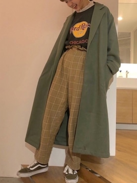 「kutir（クティール）のアイテム（チェスターコート）」を使った、Moeriさん（レディース・163cm）の秋コーディネート