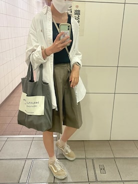 「VANS（バンズ）のVANS ヴァンズ OLD SKOOL DX オールドスクール DX CALM V36CL+ CALM  GINGER（スニーカー）」を使った、Moeriさん（レディース・163cm）の夏コーディネート