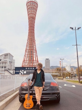 「NANO universe（ナノユニバース）のアイテム（ライダースジャケット）」を使った、KAZUさん（メンズ・170cm）の夏コーディネート