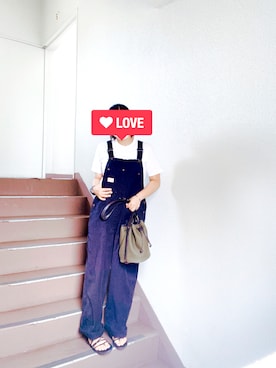 「ブラック×ホワイト」｜「アイテム（オールインワン・サロペット）」を使った、eee☆さん（レディース・162cm）の夏コーディネート
