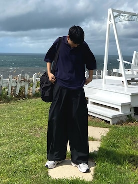 「ポロシャツ」｜「アイテム（スラックス）」を使った、kojiさん（メンズ・174cm）の秋コーディネート