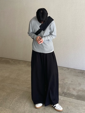 「LUENNA（ルエナ）の【LUENNA】Panel Rib Henley Neck Long Sleeve T-Shirt / パネルリブ ヘンリーネック ロンT（Tシャツ/カットソー、グレー系）」を使った、kojiさん（メンズ・174cm）の春コーディネート