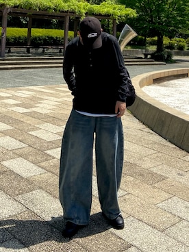 「REBALANCE（リバランス）のレトロワイドレッグパンツ（その他パンツ、その他）」を使った、kojiさん（メンズ・174cm）の春コーディネート