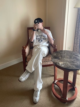 「BROKEN BASE（ブロークンベース）のアイテム（トップス）」を使った、kojiさん（メンズ・173cm）の夏コーディネート