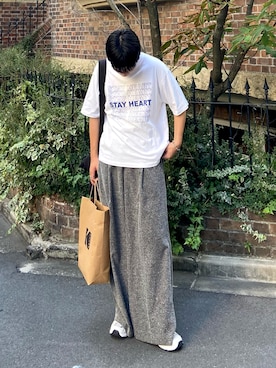 「アイテム（スラックス）」を使った、kojiさん（メンズ・174cm）の夏コーディネート