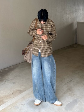 「REBALANCE（リバランス）のレトロワイドレッグパンツ（その他パンツ、その他）」を使った、kojiさん（メンズ・174cm）の秋コーディネート