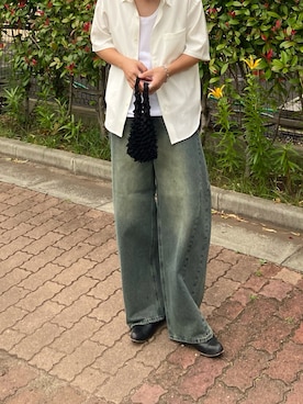 「LUENNA（ルエナ）の【LUENNA】Vintage Curve Denim Pants / ヴィンテージ カーブデニムパンツ（デニムパンツ、グレー系）」を使った、kojiさん（メンズ・174cm）の夏コーディネート