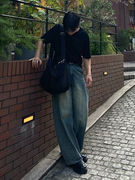 「LUENNA（ルエナ）の【LUENNA】Vintage Curve Denim Pants / ヴィンテージ カーブデニムパンツ（デニムパンツ、グレー系）」を使った、kojiさん（メンズ・174cm）の夏コーディネート