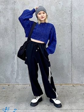 「PAGEBOY（ページボーイ）のニットビーニー（ニットキャップ/ビーニー）」を使った、macさん（レディース・161cm）の秋コーディネート