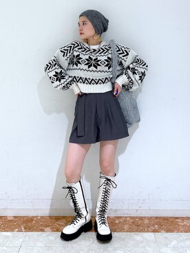 「PAGEBOY（ページボーイ）のニットビーニー（ニットキャップ/ビーニー）」を使った、macさん（レディース・161cm）の秋コーディネート