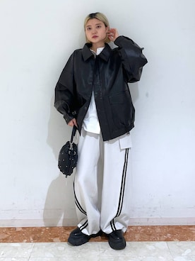 「PBLIM（ページボーイリム）のアイテム（ブルゾン）」を使った、macさん（レディース・161cm）の秋コーディネート