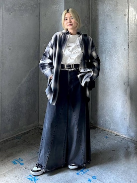 「PAGEBOY（ページボーイ）のオンブレチェックルーズシャツ（シャツ/ブラウス）」を使った、macさん（レディース・161cm）の夏コーディネート