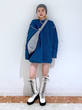 「PAGEBOY（ページボーイ）のニットビーニー（ニットキャップ/ビーニー）」を使った、macさん（レディース・161cm）の秋コーディネート