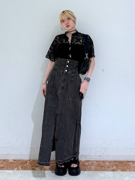 「アイテム（デニムスカート）」を使った、macさん（レディース・161cm）の夏コーディネート