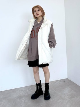 「Anui（アニュイ）のアイテム（ジャケット/アウター）」を使った、macさん（レディース・161cm）の秋コーディネート