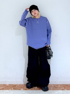 「PBLIM（ページボーイリム）のアイテム（ニットキャップ/ビーニー）」を使った、macさん（レディース・161cm）の春コーディネート