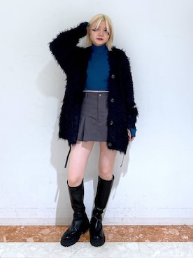 「PAGEBOY（ページボーイ）のモンスターフェザーカーディガン（カーディガン/ボレロ）」を使った、macさん（レディース・161cm）の秋コーディネート