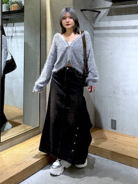 「アイテム（デニムスカート）」を使った、macさん（レディース・162cm・20代）の秋コーディネート