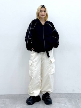 「Anui（アニュイ）のアイテム（スウェット）」を使った、macさん（レディース・161cm）の冬コーディネート